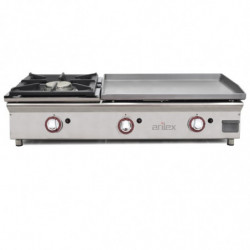 Arilex - Plancha a gas 60 cm acero rectificado 15 mm + fogón 100PGRFN
